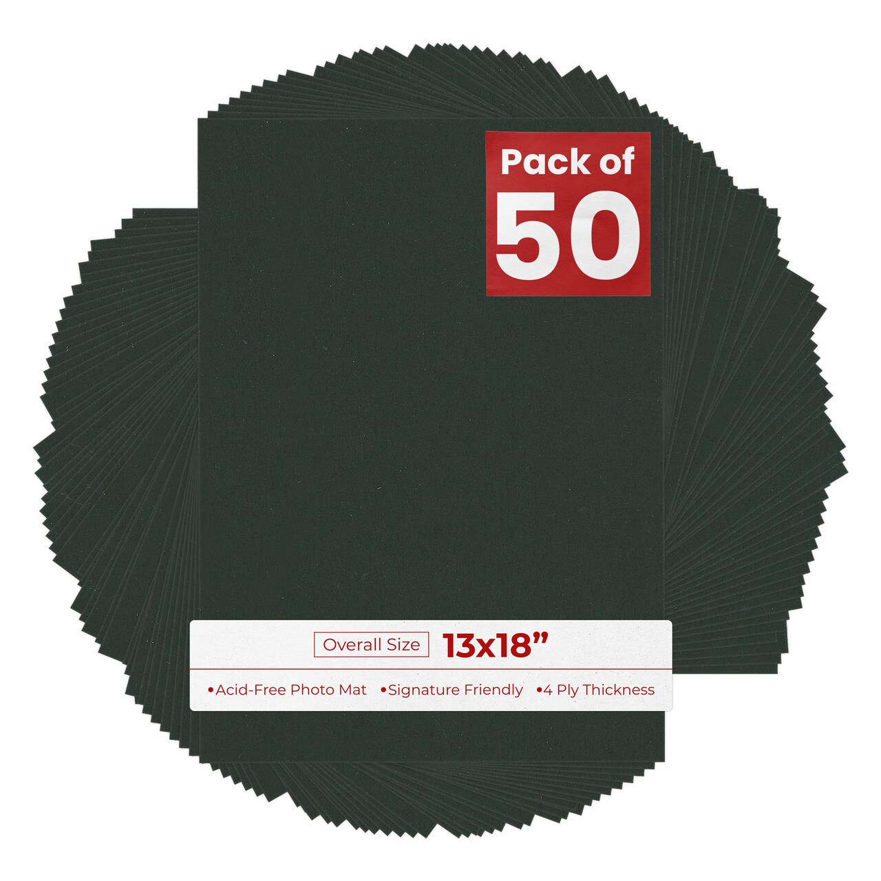 Textured Black 13x18 Uncut Mat Board - Blank Sheets, No Opening